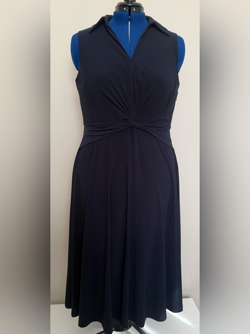Tommy Hilfiger Sleeveless Navy Blue Fit-and Flare Dress — 12